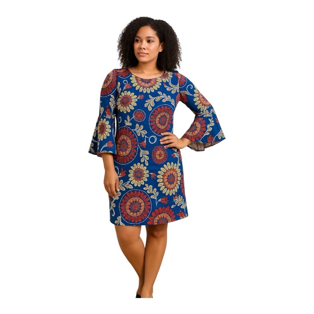 Shelby & Palmer Bell Sleeve Shift Dress – Size 16 – Vibrant Print